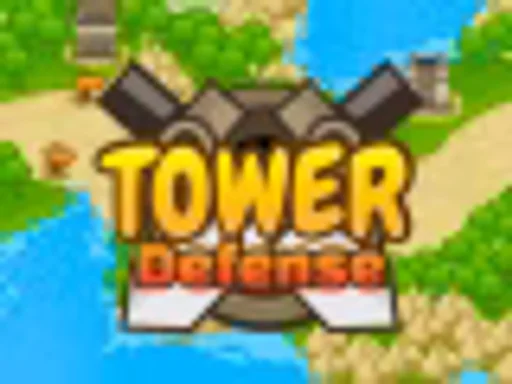 Tower Defense battlefield with defensive towers placed along enemy lanes